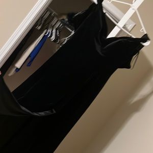 Over the shoulder, long slit dress